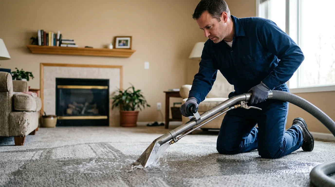 Water damage restoration technician working near Wilmot, WI